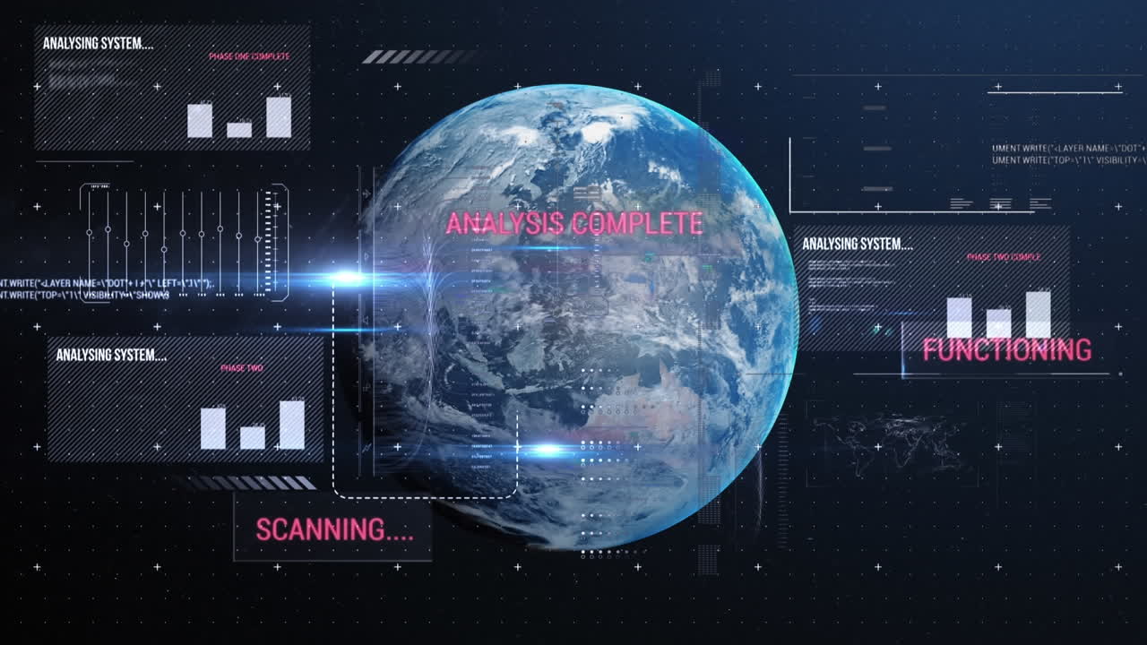 Animation of data processing over globe