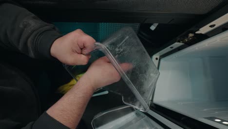 deep cleaning plastic see-through container , truck valeting by professional cleaner