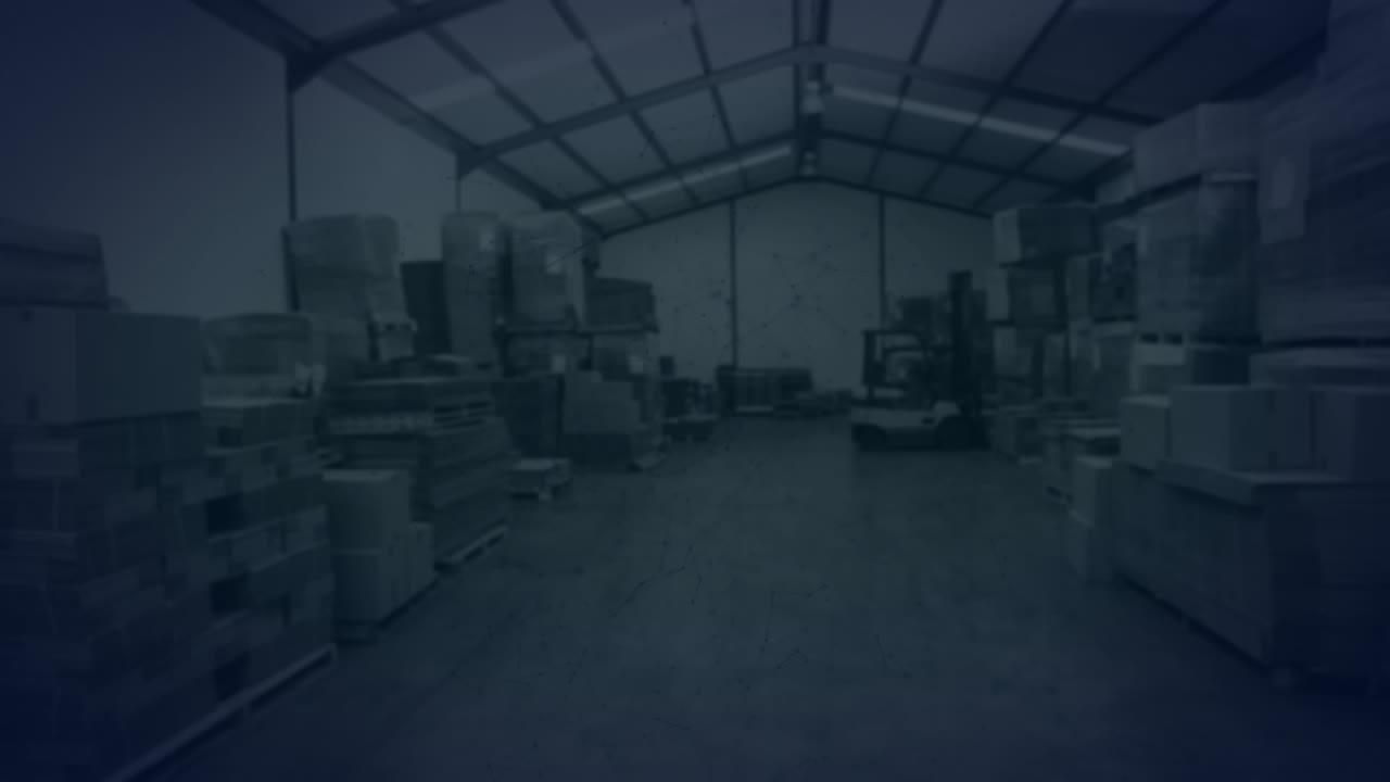 Animation of network of connections over warehouse