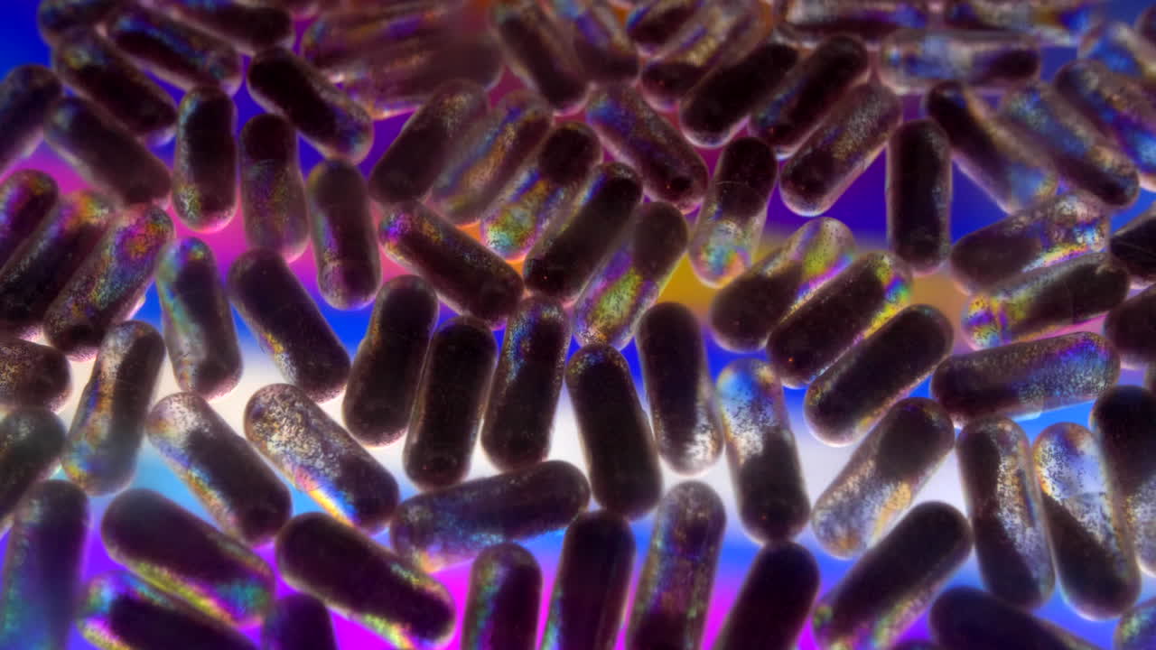 화려한 배경으로 전체 화면을 덮는 캡슐 알약