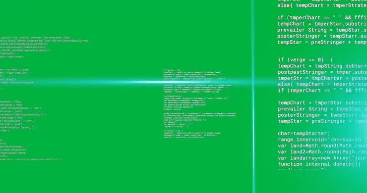 Animation of data processing and shapes on transparent background