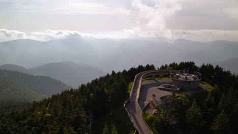 mt mitchell nc, north carolina slow push over top of mountain