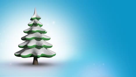 animación de un abeto en navidad sobre un fondo azul