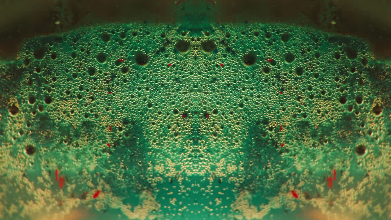 Abstract Green and Teal Liquid Bubbles