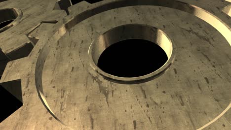 3d animation of rotating gears on a black background. alpha channel