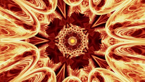 abstract shining mandala loop. animation of an abstract shining and looping fantasy fire celtic knot pattern background. 4k 3d seamless loop motion. bright luminous fire flame energy backdrop.