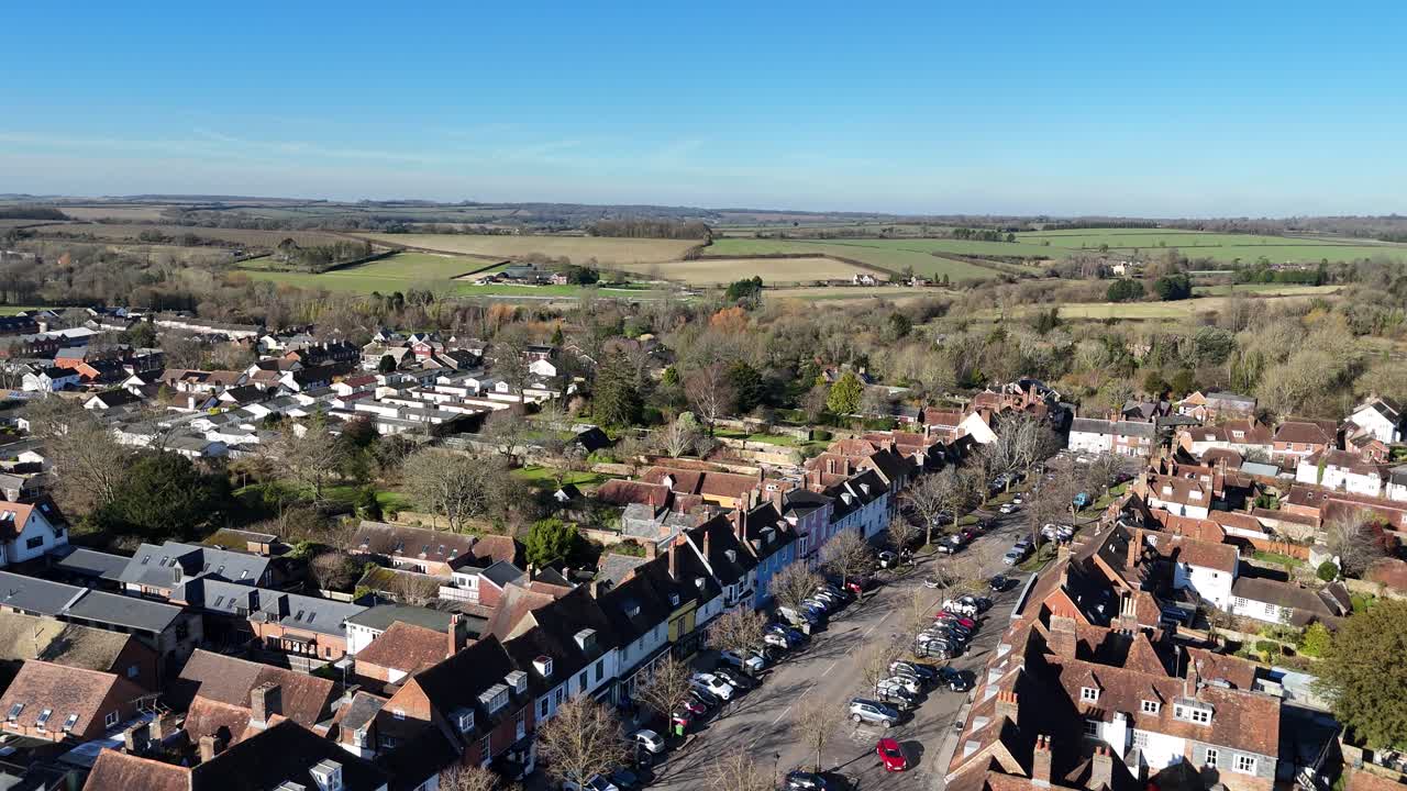 Alresford Market Town Hampshire UK Panning drone aerial