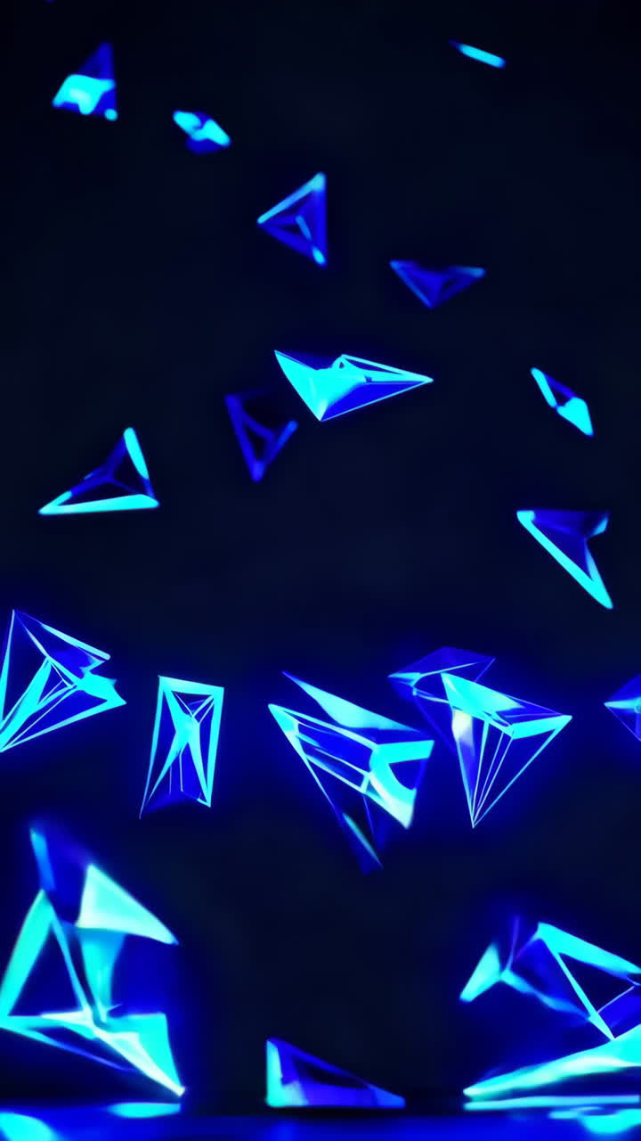 Abstract Glowing Blue Geometric Triangles on Dark Background