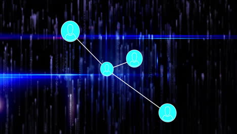 animation of molecule over falling blue spots