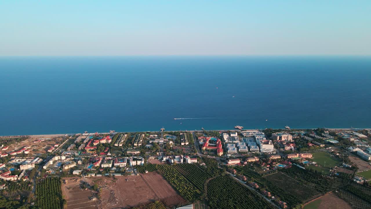 Aerial 4K drone footage of Kiriş- Kemer , and mountains &ndash; filmed in a vibrant summer time