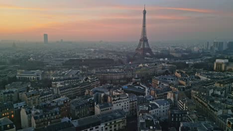 the famous eiffel tower in the morning on aerial view at trocadéro, paris, france