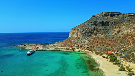 beach in gramvousa island, crete, greece. aerial view from drone