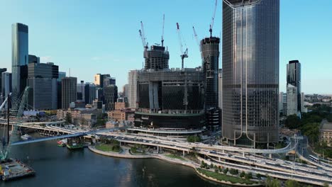 drone shot of brisbane's queens wharf casino development