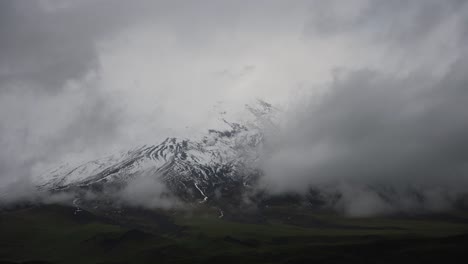 time lapse great snow capped volcano forming clouds in the andes of ecuador cotopaxi