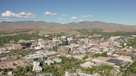 Wide-establishing-aerial-shot-of-Boise,-Idaho-on-a-nice-sunny-day