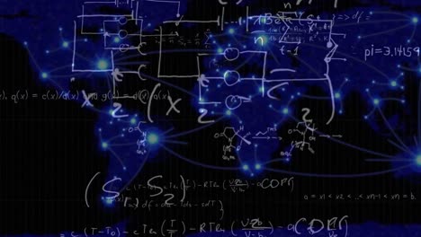 animation of mathematical formulas over world map