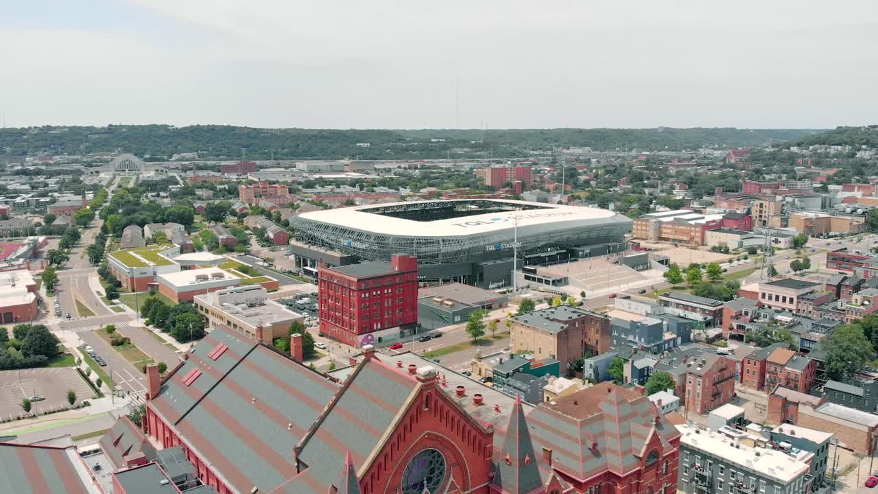 다운타운 신시내티 이웃 집 드론 항공 영상