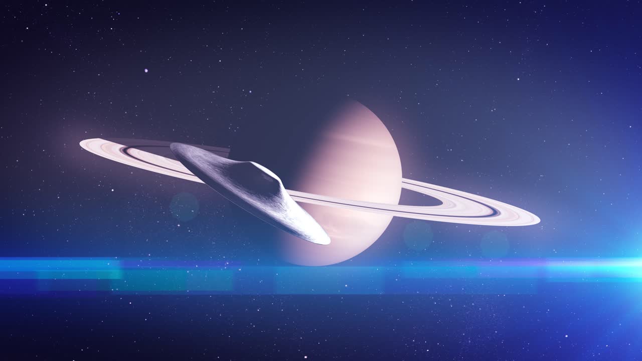 우주에서 토성과 소행성