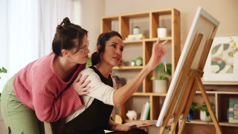 women painting together at home