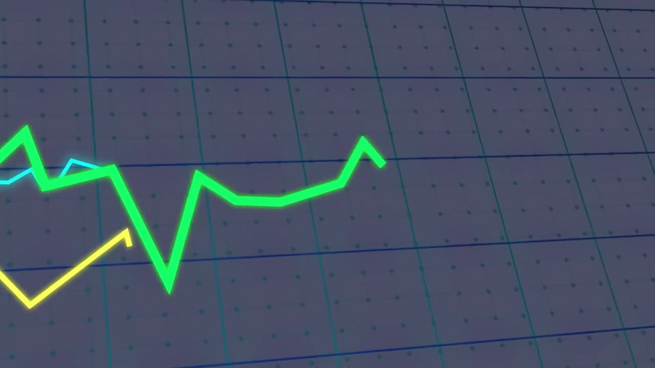 어두운 배경에서 금융 데이터 처리의 애니메이션