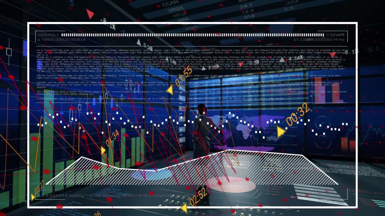 카우카시안 사업가에 대한 데이터 처리 애니메이션