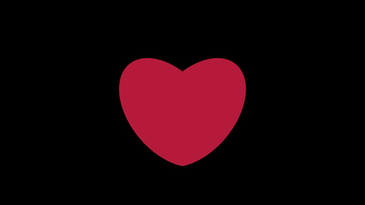 Simbolo di cuore rosso pulsante su sfondo nero.