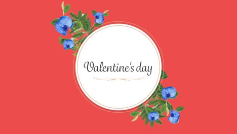 Animation-of-a-white-circle-with-valentines-day-written-inside-on-orange-background