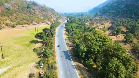 Aerial-view-sctty-Driving-on-Road