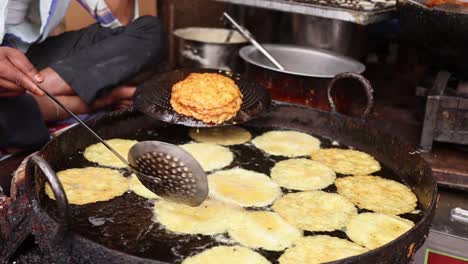 indian street food fried jhangri or jalebi. rajasthan state in western india.