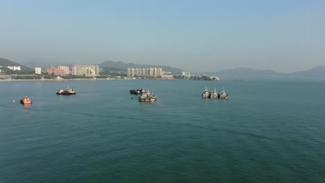 Hong-Kong-Gold-Coast-Area,-low-angle-aerial-view