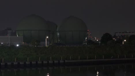 gas tank in japan, tokyo night view