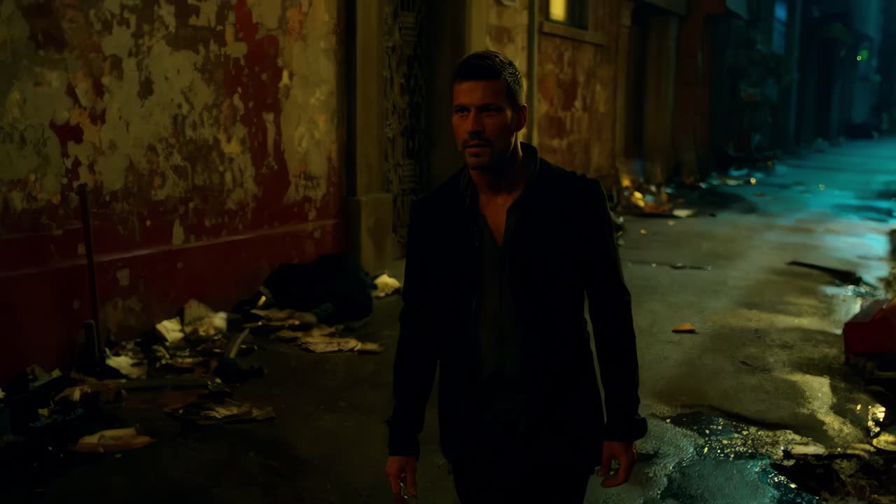 hombre en un callejón oscuro