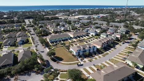 panama city beach modern houses in the village on a sunny day at summer in florida, united states. - aerial