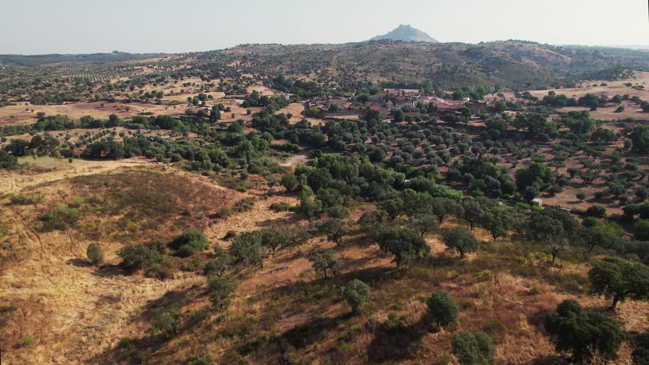 Drone aerial view of Idanha a velha historic village and landscape