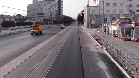 city street with road construction