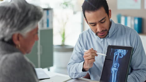 doctor discussing x-ray with patient