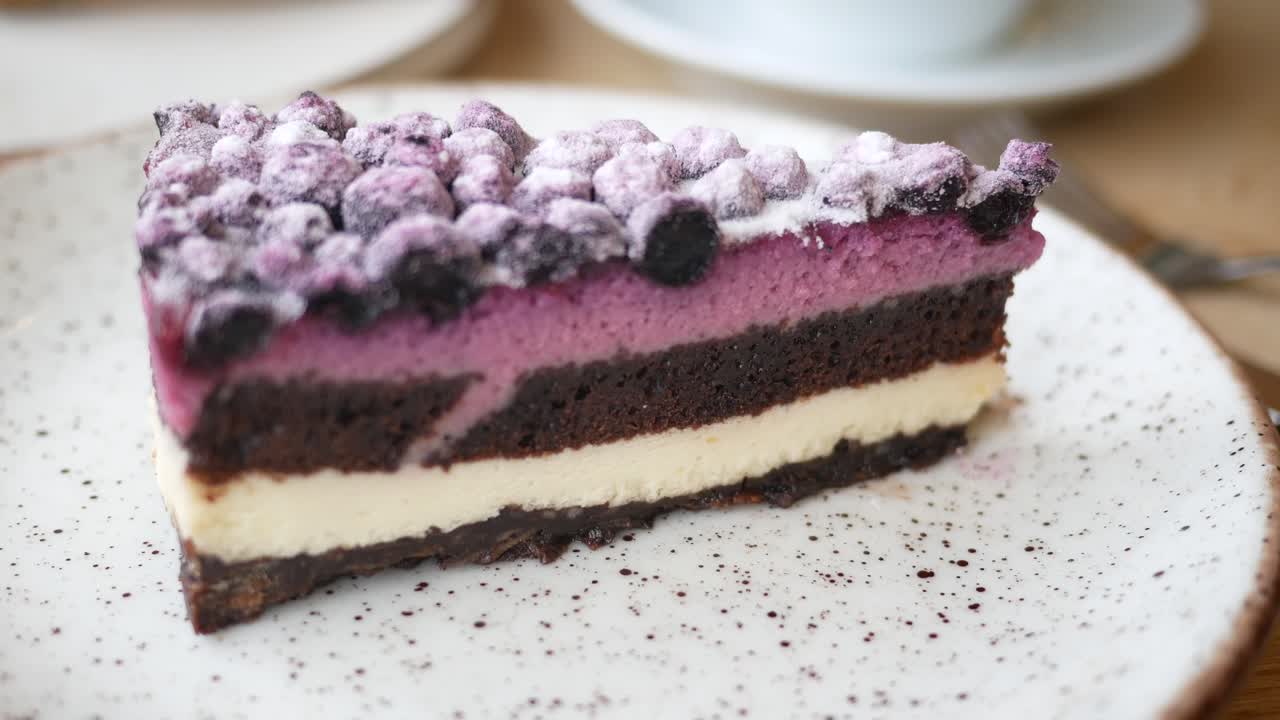 Slice of Blueberry Chocolate Cake