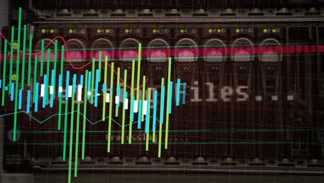 animación del procesamiento de datos frente al primer plano de un servidor informático.