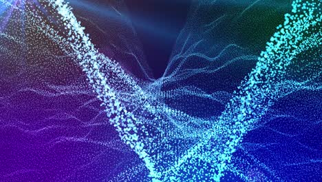Flying shiny glitter flickering particles on a blue background