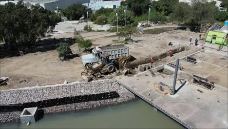 Drone-view-of-city-park-construction-process-in-Mexico,-4k-Video