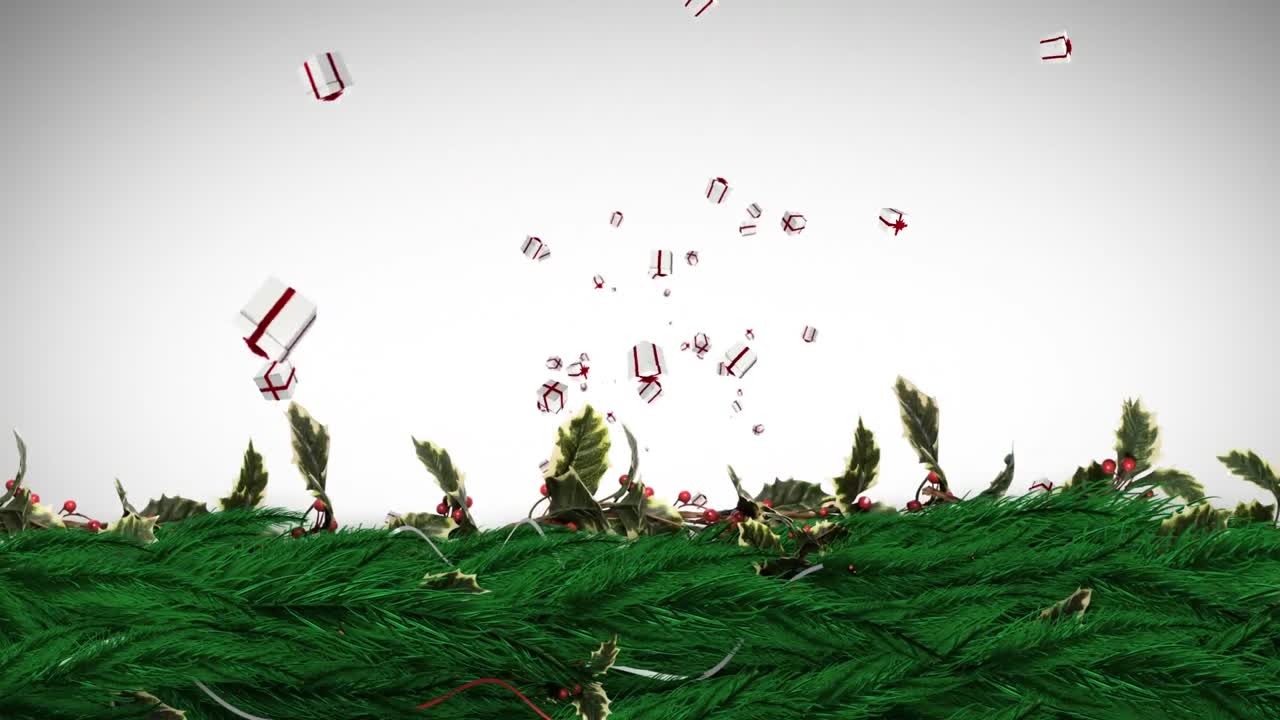 선물이 떠다니는 크리스마스 홀리 꽃받침