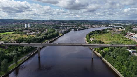 drone aerial view footage newcastle upon tyne city tyneside geordie north east england uk gateshead bridge