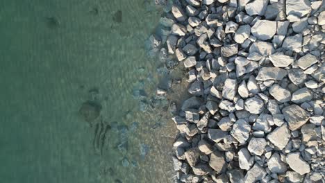 bird’s eye view of the sea at arenys de mar catalunya captured by drone