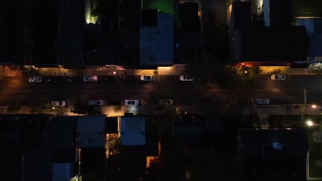 aerial top down shot of american housing area at night