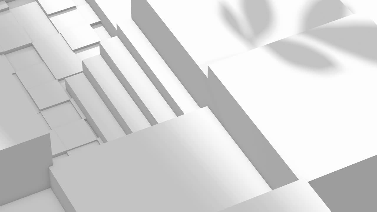 Dynamic White Geometric Cubes with Moving Leaf Shadows