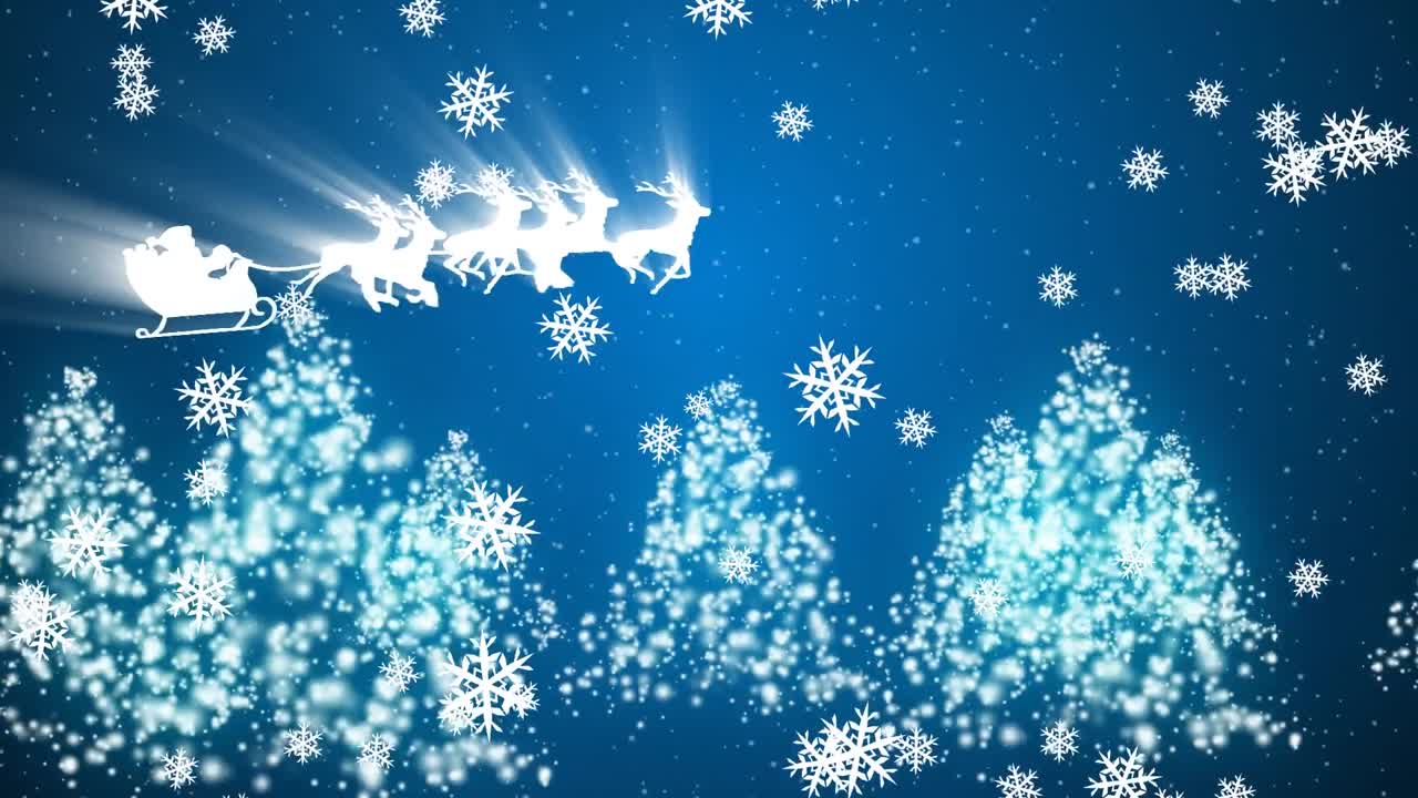 산타클로스 위 에 떨어지는 눈송이 의 디지털 애니메이션