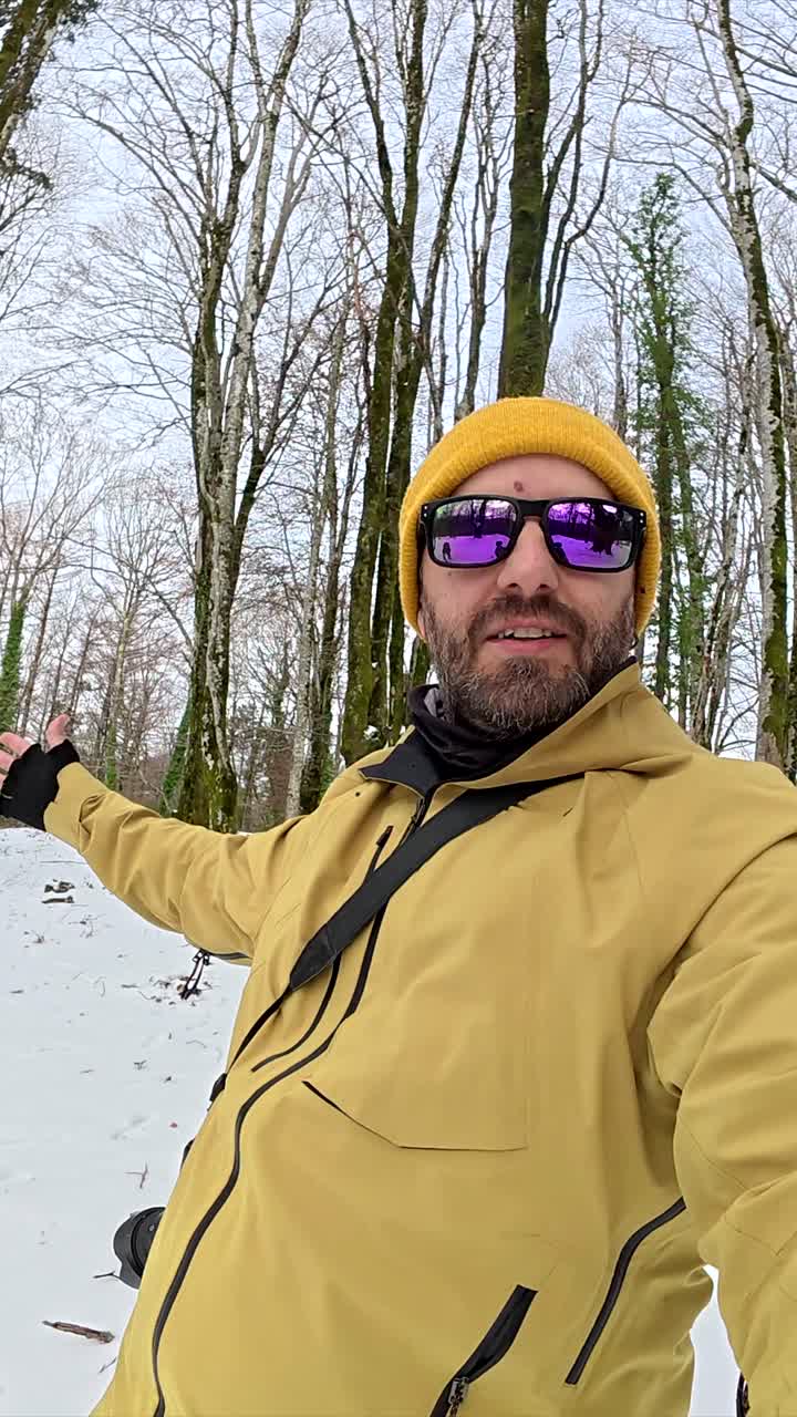 Man in Winter Forest