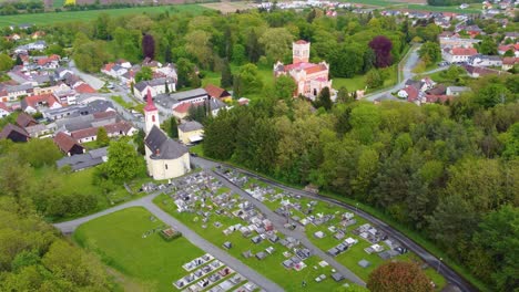 flying towards rotenturm castle, burgenland, austria, aerial