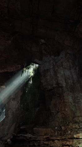 sunlight streaming through a cave opening