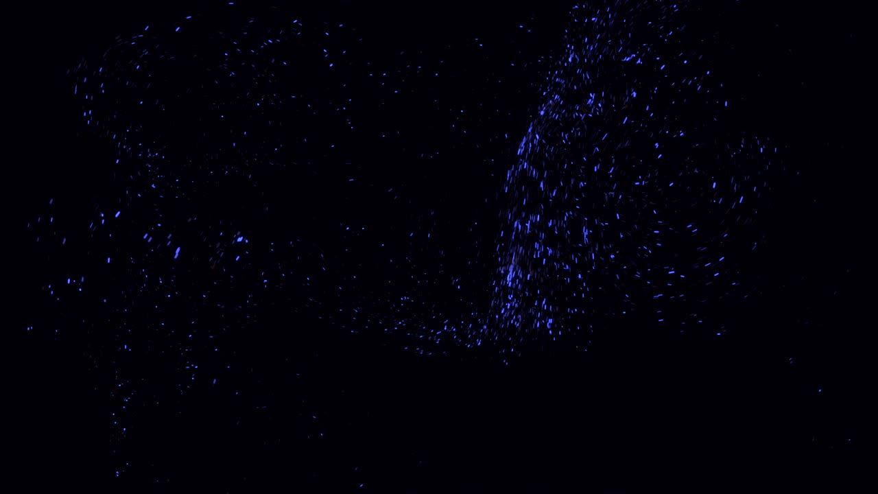 Abstract space dust flying chaotically on black background, seamless loop. Animation. Beautiful cloud of small particles moving in the dark